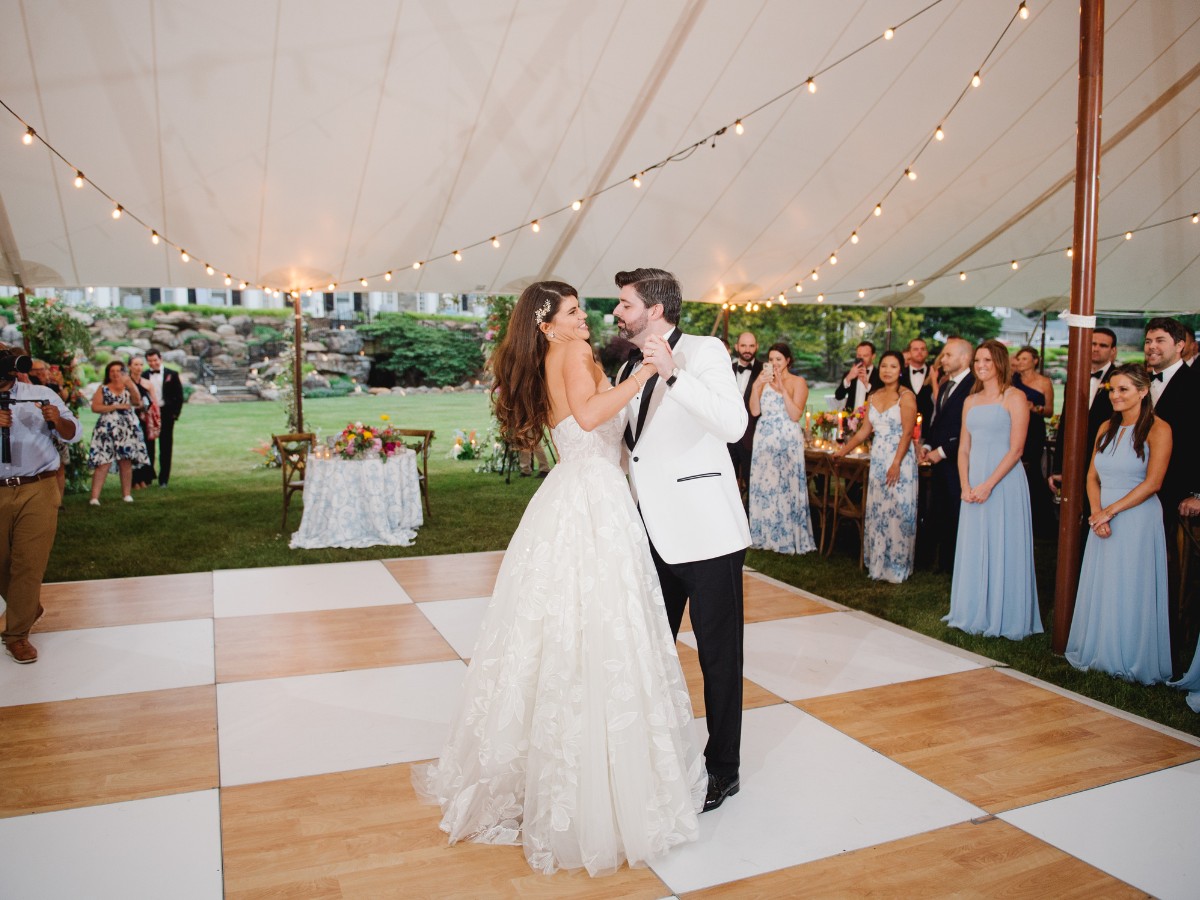 Dance floor rental services overview at a Phoenix wedding reception